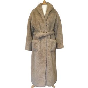 Vintage Full Length Faux Fur Lined Belted Coat